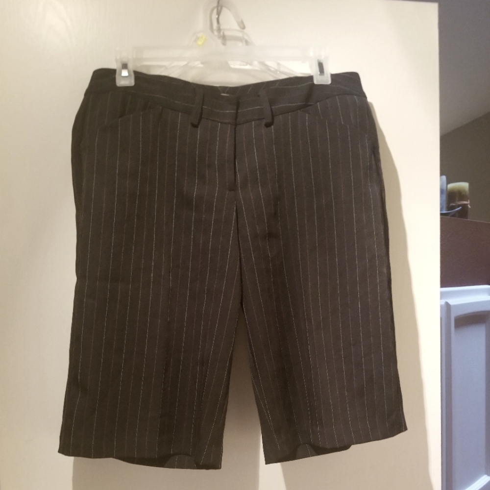 My Michelle Pin Stripe Black Bermuda Shorts